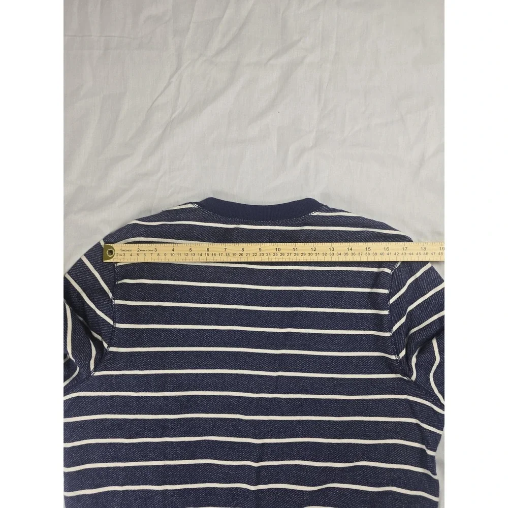 Wallin & Bros Sweater Mens Medium Blue Striped Cotton Crewneck Knit Pullover